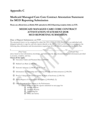 Document preview: Appendix C Medicaid Managed Care Core Contract Attestation Statement for Mco Reporting Submission - Sample - Rhode Island