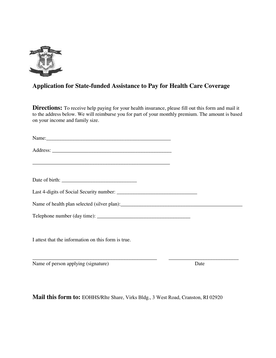 Application for State-Funded Assistance to Pay for Health Care Coverage - Rhode Island, Page 3
