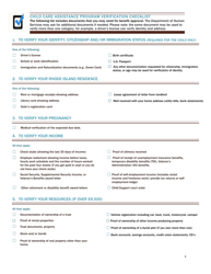 Document preview: Child Care Assistance Program Verification Checklist - Rhode Island