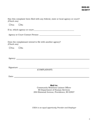 Form DHS-60 Discrimination Complaint Form - Rhode Island, Page 3
