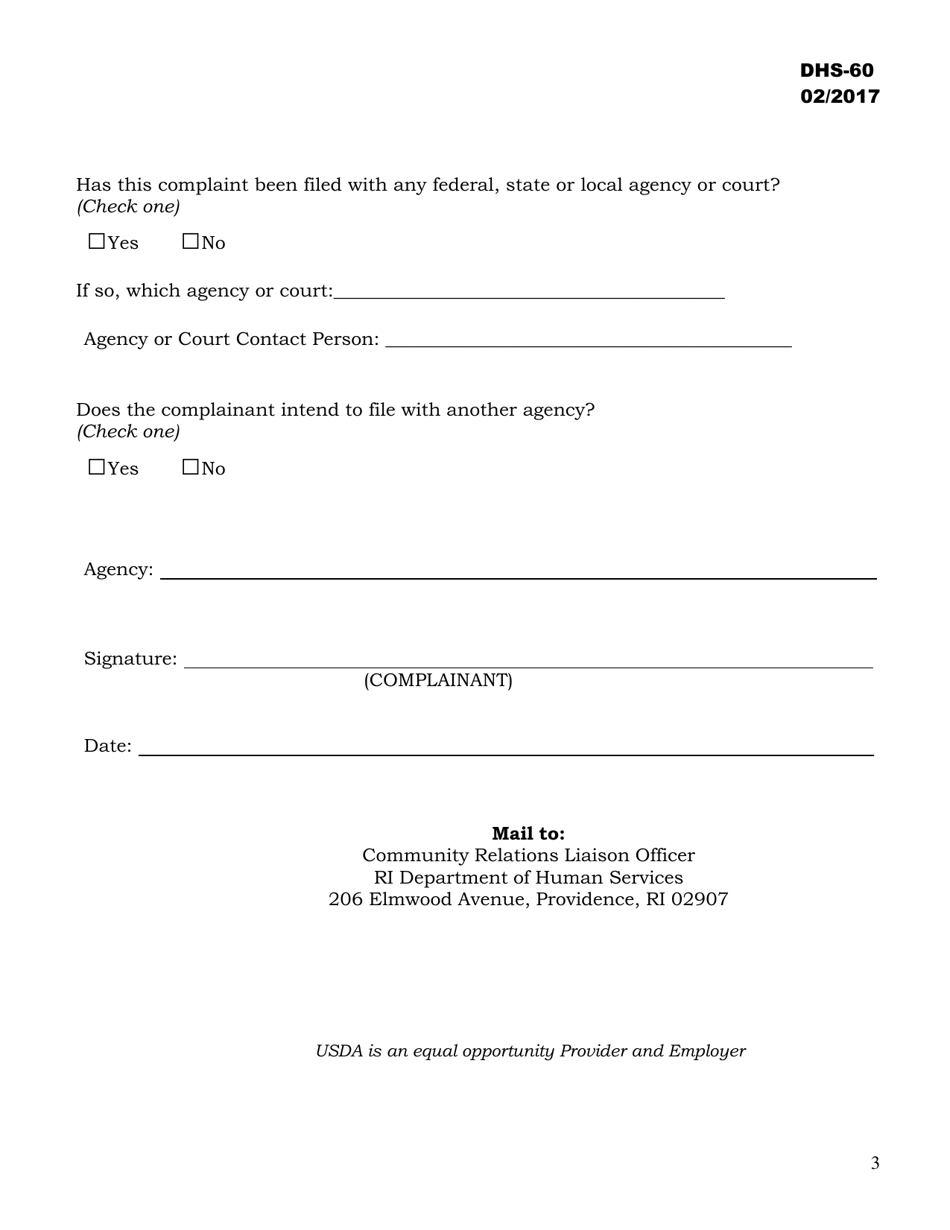 Form DHS-60 - Fill Out, Sign Online and Download Printable PDF, Rhode ...