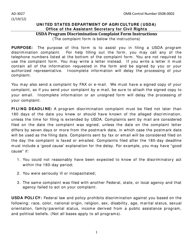 Document preview: Form AD-3027 Program Discrimination Complaint Form