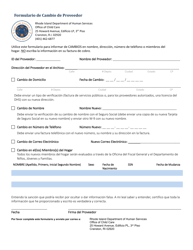 Document preview: Formulario De Cambio De Proveedor - Rhode Island (Spanish)