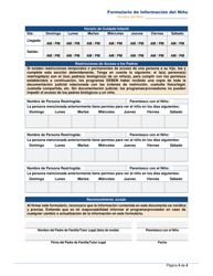 Formulario De Informacion Del Nino - Rhode Island (Spanish), Page 4