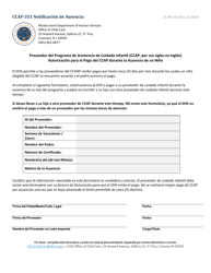 Document preview: Formulario CCAP-351 Notificacion De Ausencia - Rhode Island (Spanish)