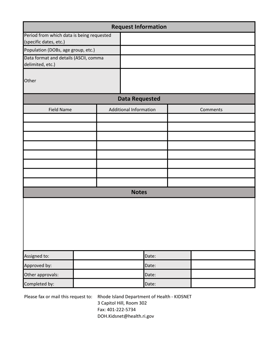 Rhode Island Kidsnet Data Request Form - Fill Out, Sign Online and ...