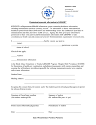 Document preview: Permission to Provide Information to Kidsnet - Rhode Island