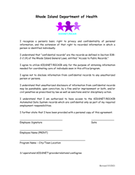 Document preview: Kidsnet Confidentiality Agreement - Rhode Island