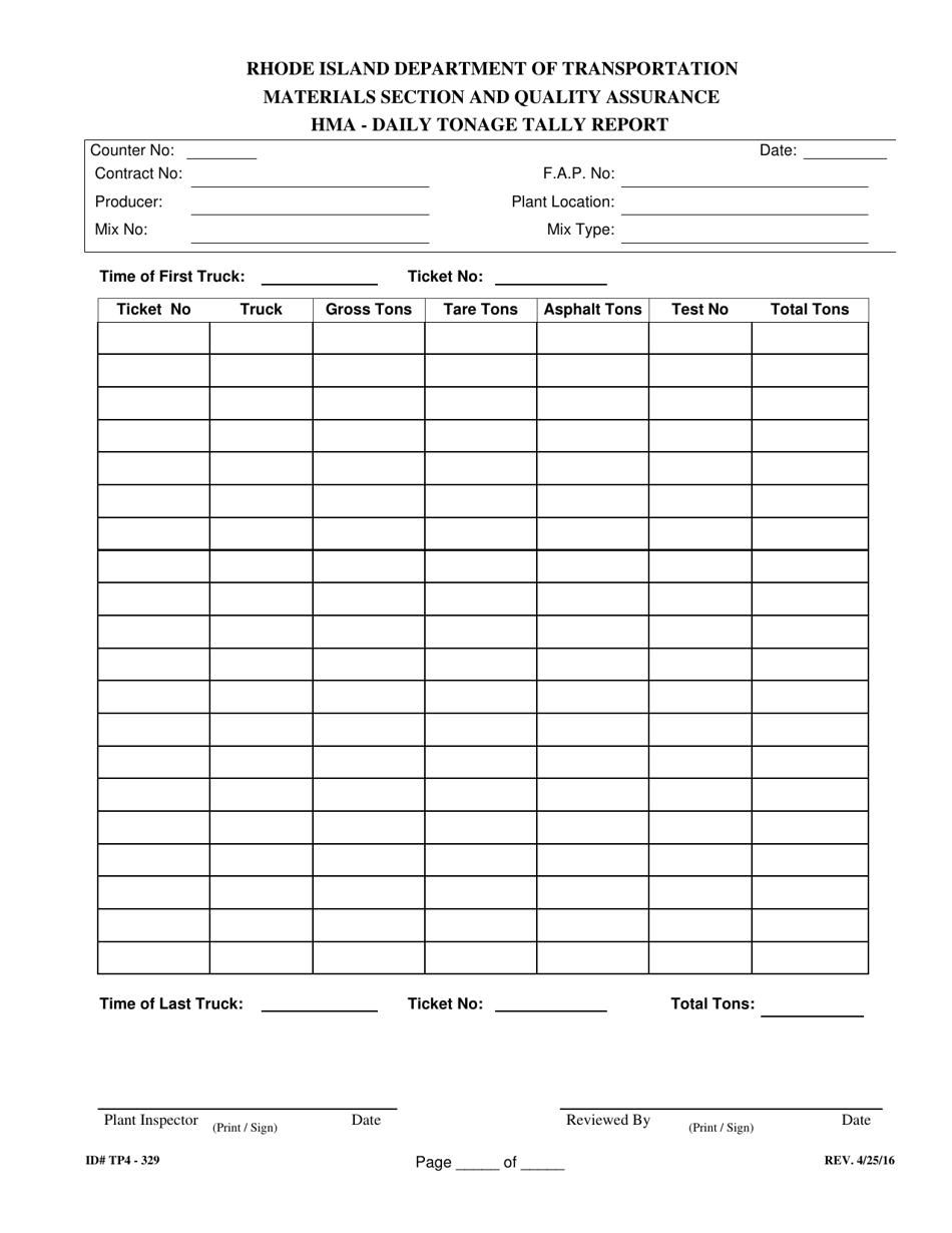 Form 329-TP4 - Fill Out, Sign Online and Download Fillable PDF, Rhode ...