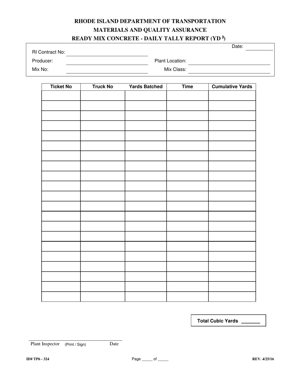 Form 324-TP6 - Fill Out, Sign Online and Download Fillable PDF, Rhode ...