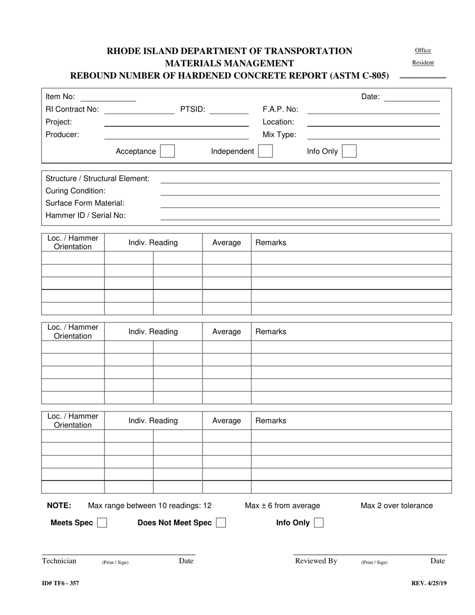 Form 357-TF6 - Fill Out, Sign Online and Download Fillable PDF, Rhode ...