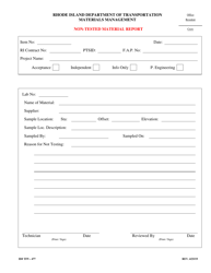 Form 477-TF9 &quot;Non-tested Material Report&quot; - Rhode Island
