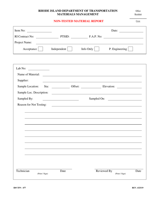 Form 477-TF9  Printable Pdf