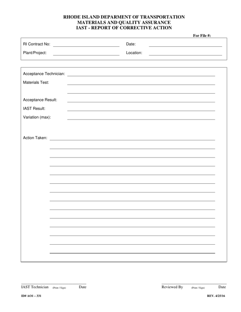 Form 331-AO1 - Fill Out, Sign Online and Download Fillable PDF, Rhode ...