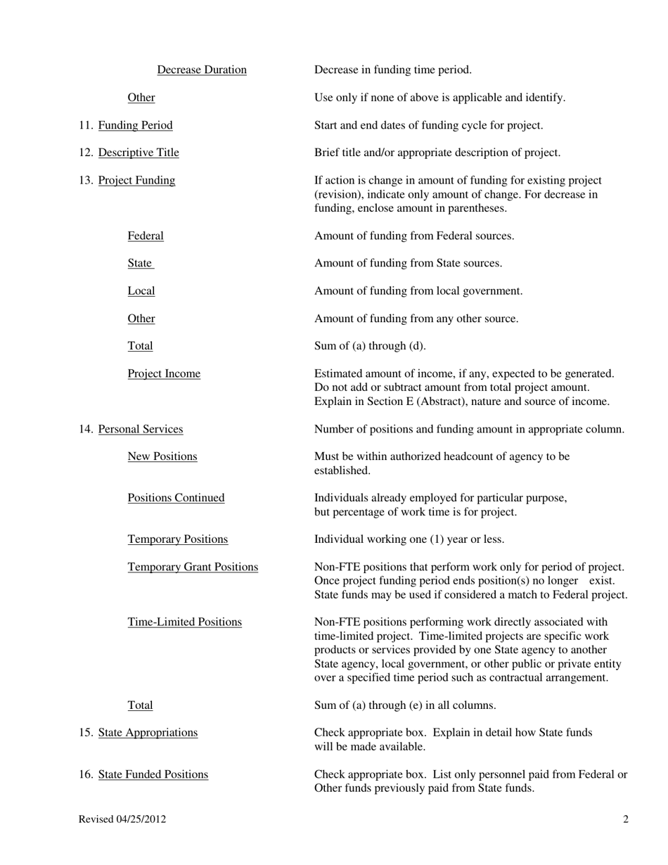 Instructions for Form GCR-1 Report of Federal / Other Financial Assistance (Over $200,000) - South Carolina, Page 2