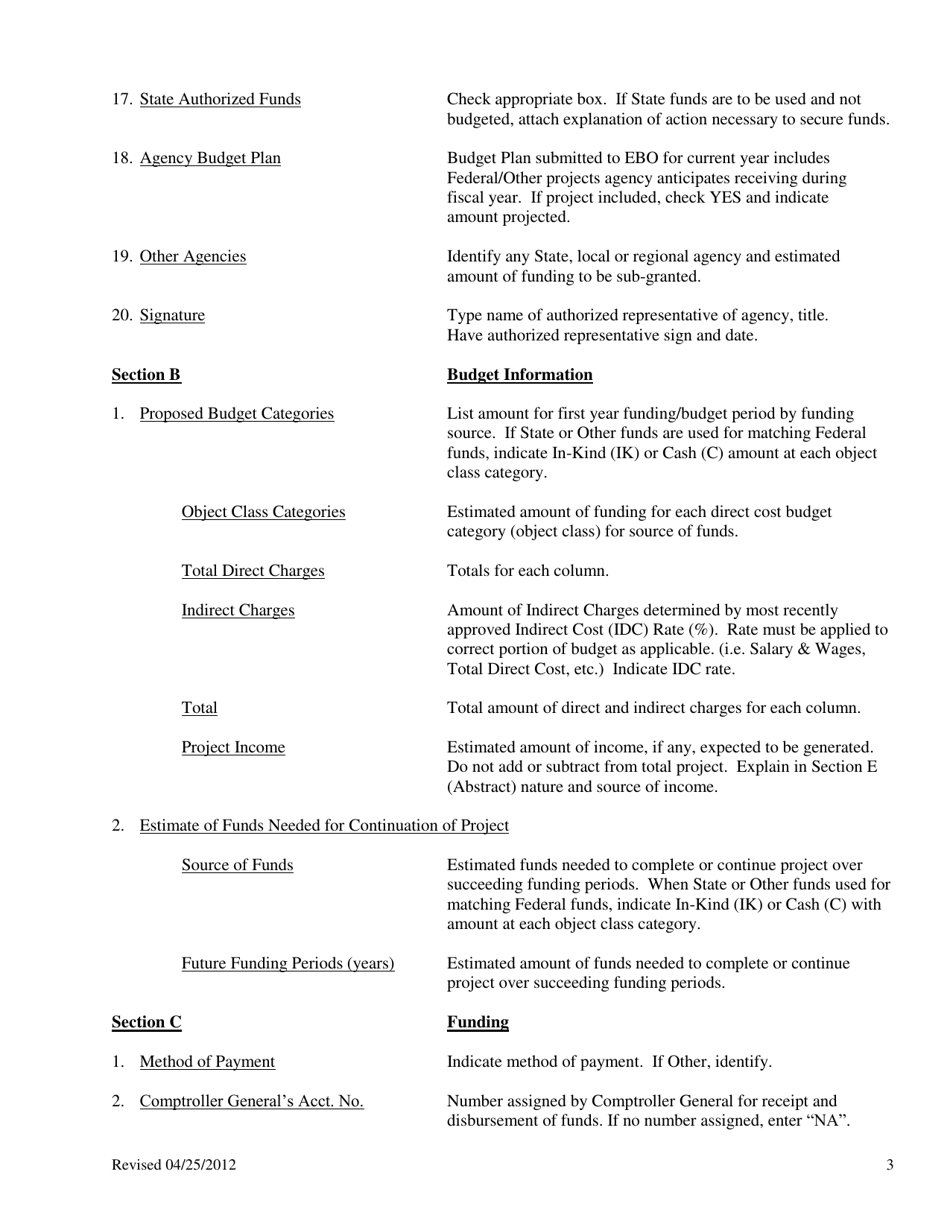 Instructions for Form GCR-1 Report of Federal / Other Financial Assistance (Over $200,000) - South Carolina, Page 3