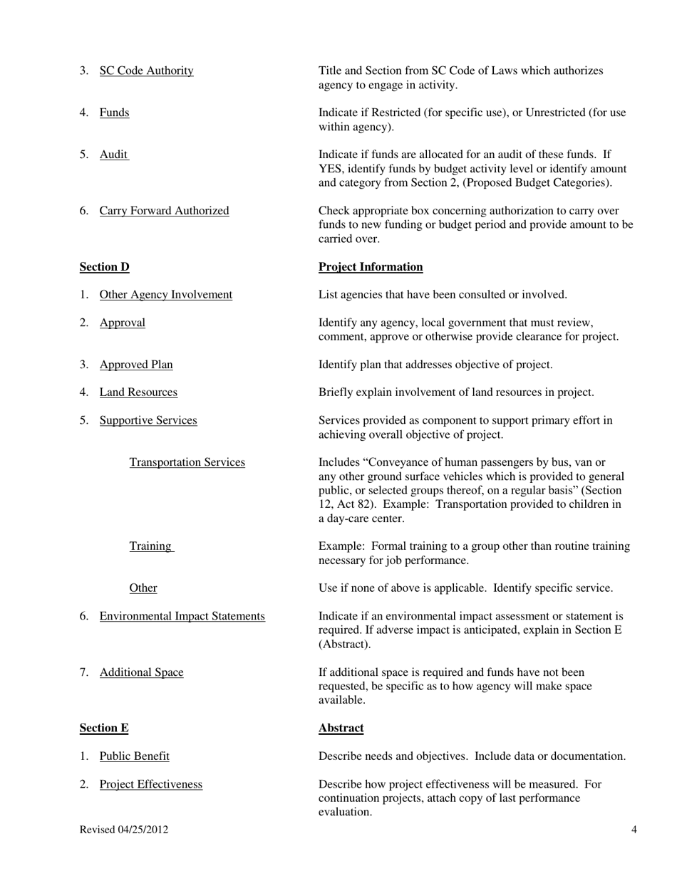 Instructions for Form GCR-1 Report of Federal / Other Financial Assistance (Over $200,000) - South Carolina, Page 4