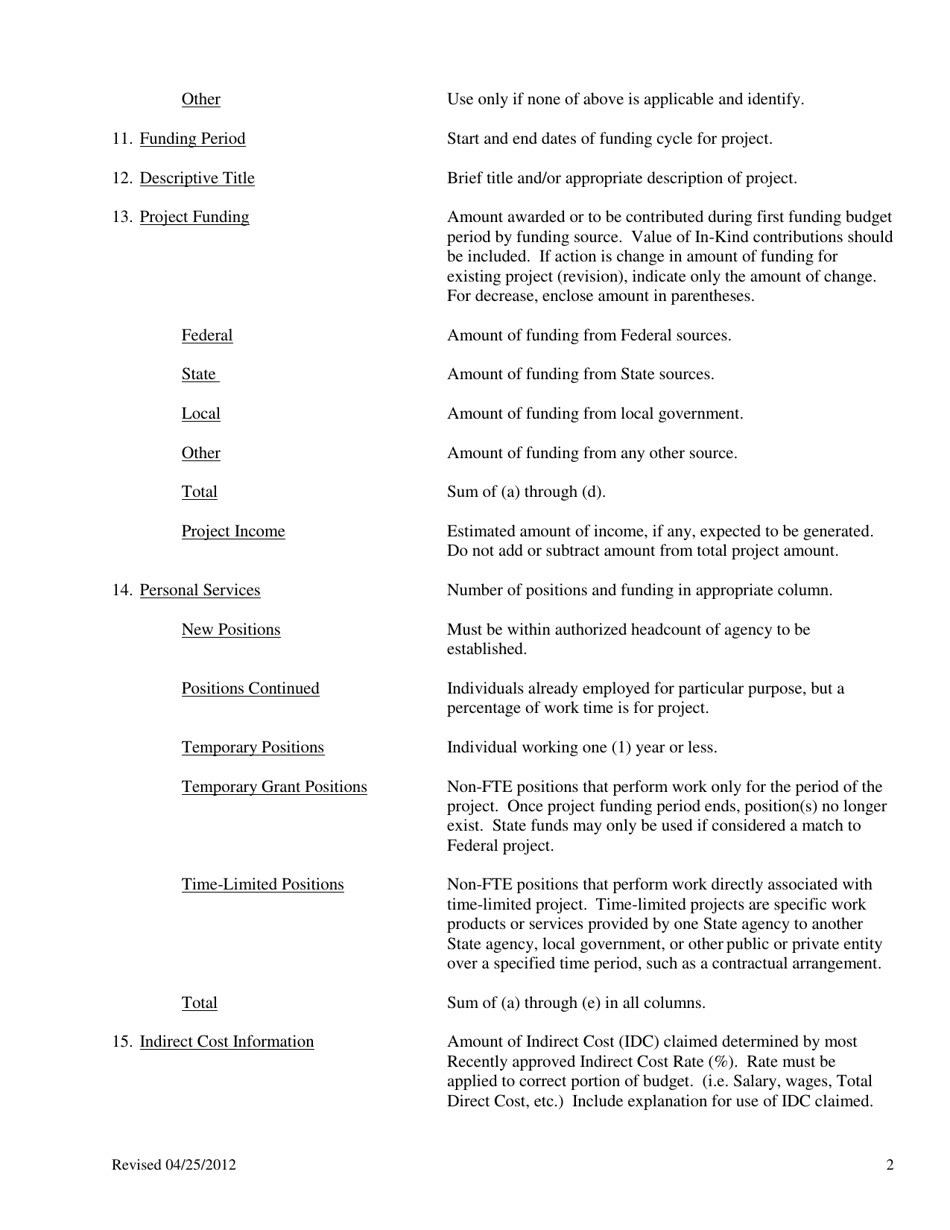 Instructions for Form GS-7 Report of Federal / Other Financial Assistance (Under $200,000) - South Carolina, Page 2