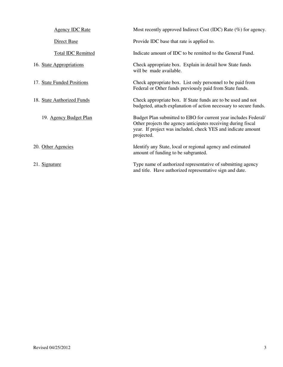 Instructions for Form GS-7 Report of Federal / Other Financial Assistance (Under $200,000) - South Carolina, Page 3