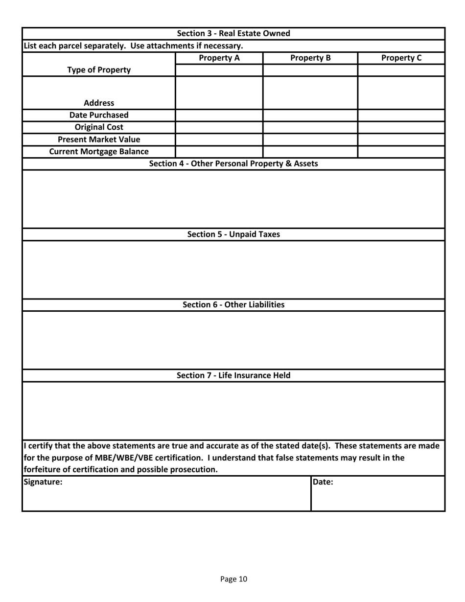 Mbe / Wbe / Vbe Certification Application - Rhode Island, Page 10