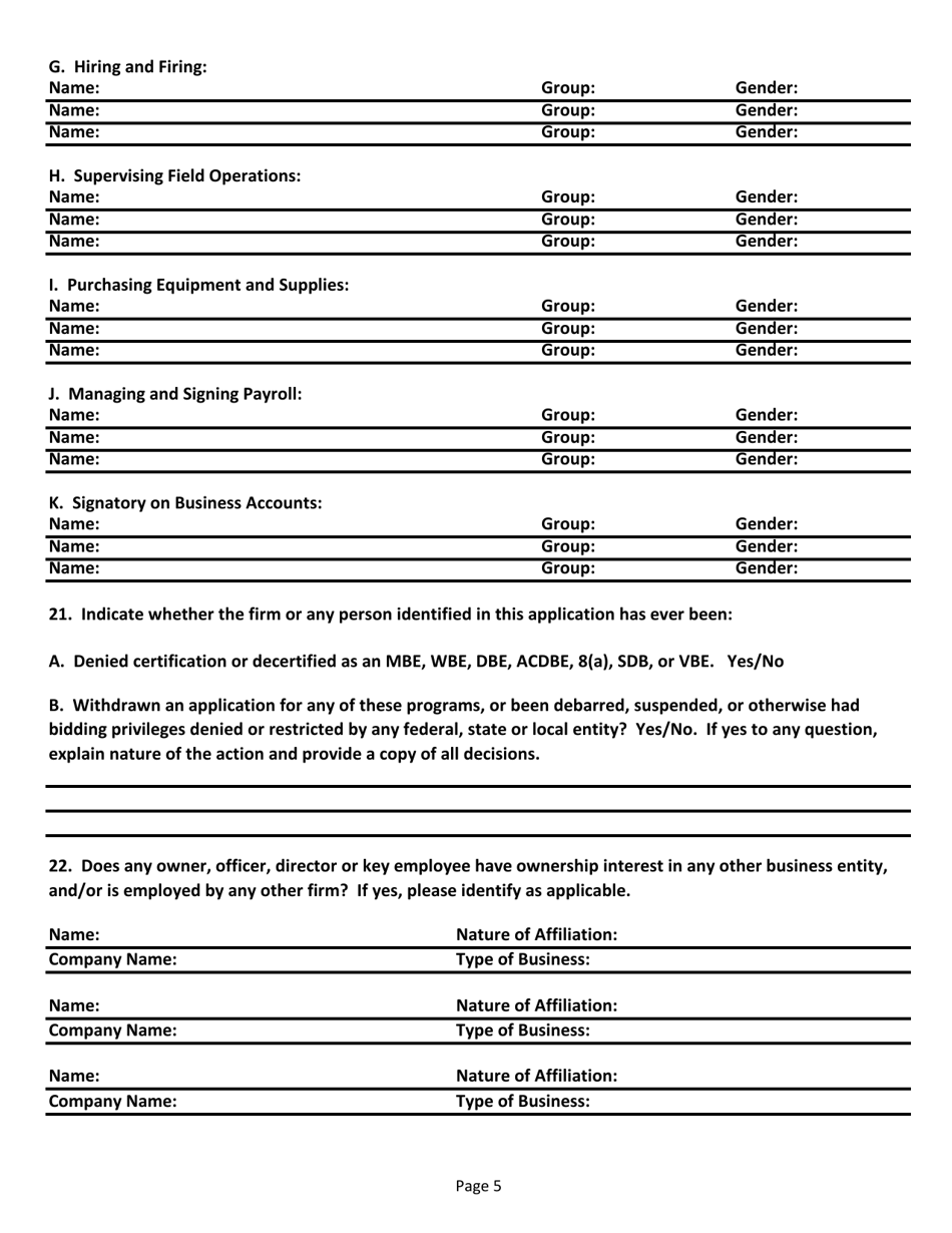 Mbe / Wbe / Vbe Certification Application - Rhode Island, Page 5