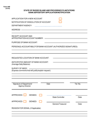 Form 44B &quot;Bank Depository Application/Notification&quot; - Rhode Island
