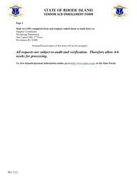 Vendor ACH Enrollment Form - Rhode Island, Page 2