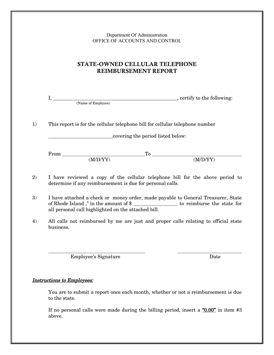 State-Owned Cellular Telephone Reimbursement Report - Rhode Island, Page 1