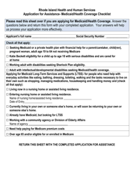 &quot;Application for Assistance - Medicaid/Health Coverage Checklist&quot; - Rhode Island