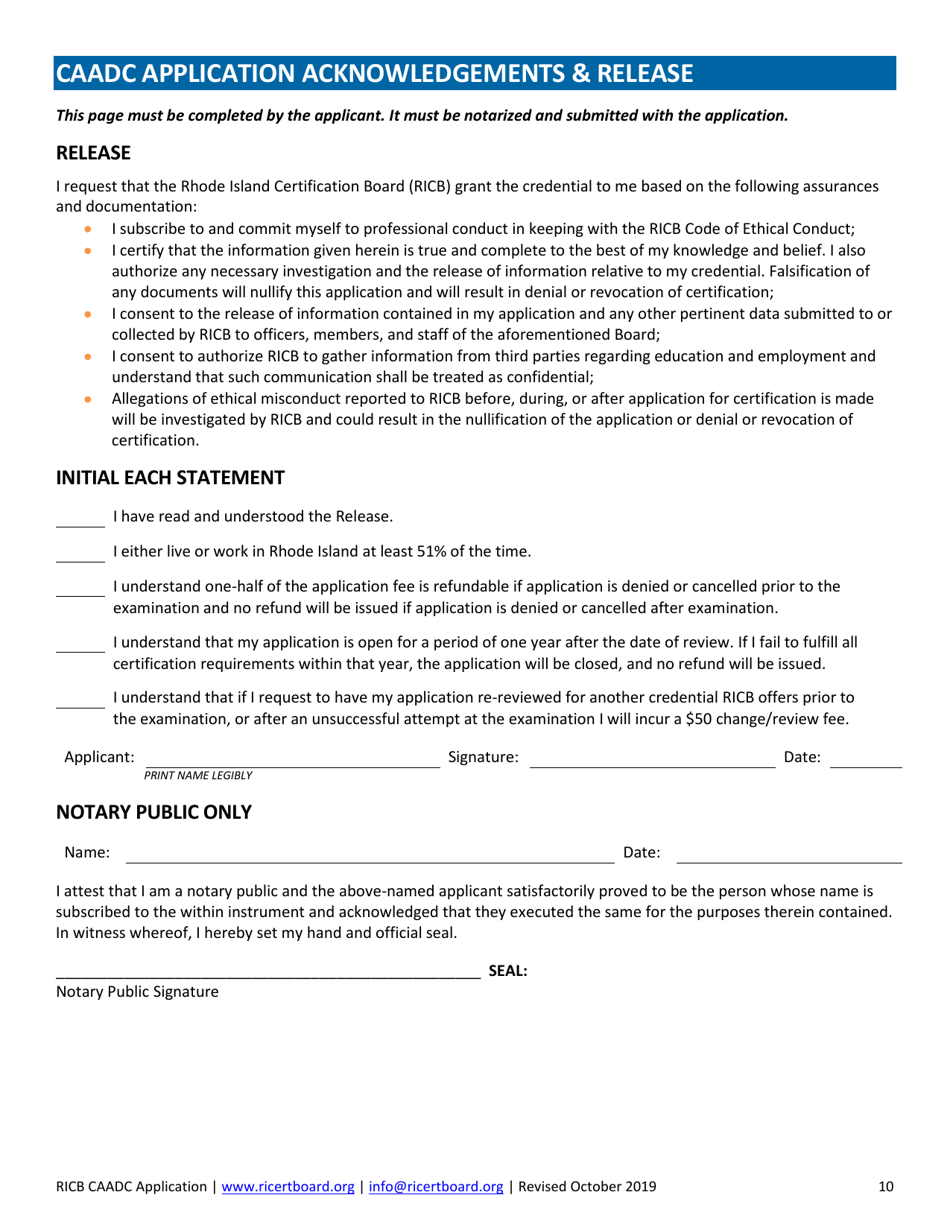 Caadc Application - Rhode Island, Page 10