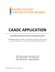 Caadc Application - Rhode Island