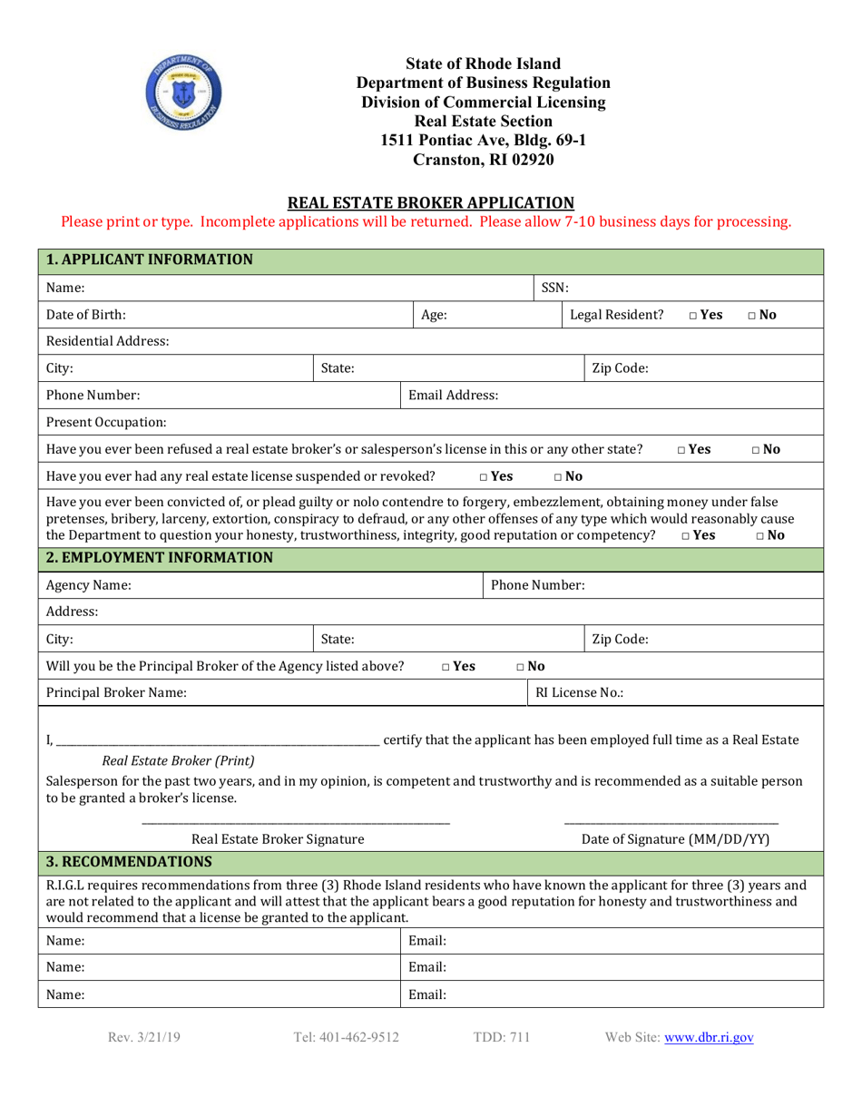 Real Estate Broker Application - Rhode Island, Page 2