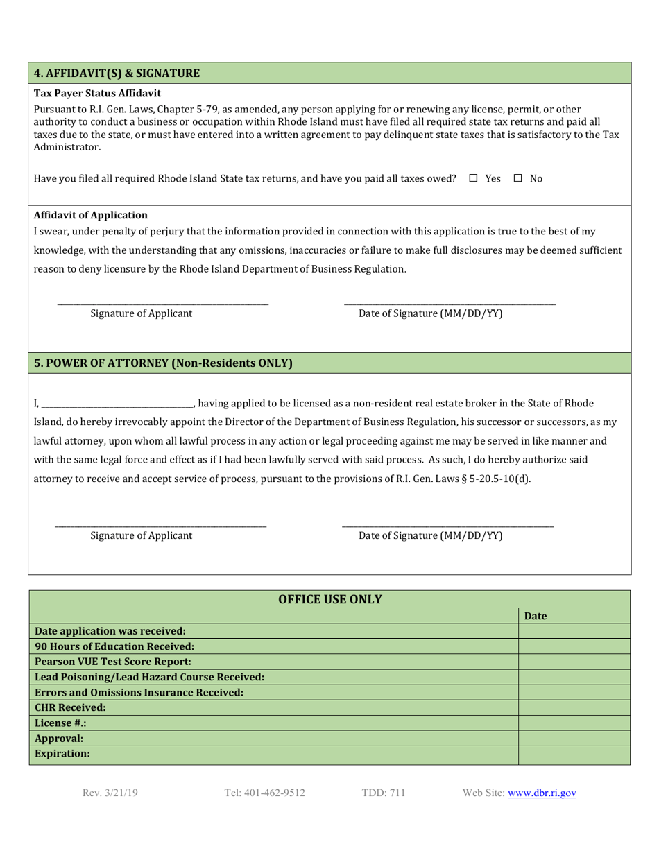 Real Estate Broker Application - Rhode Island, Page 3