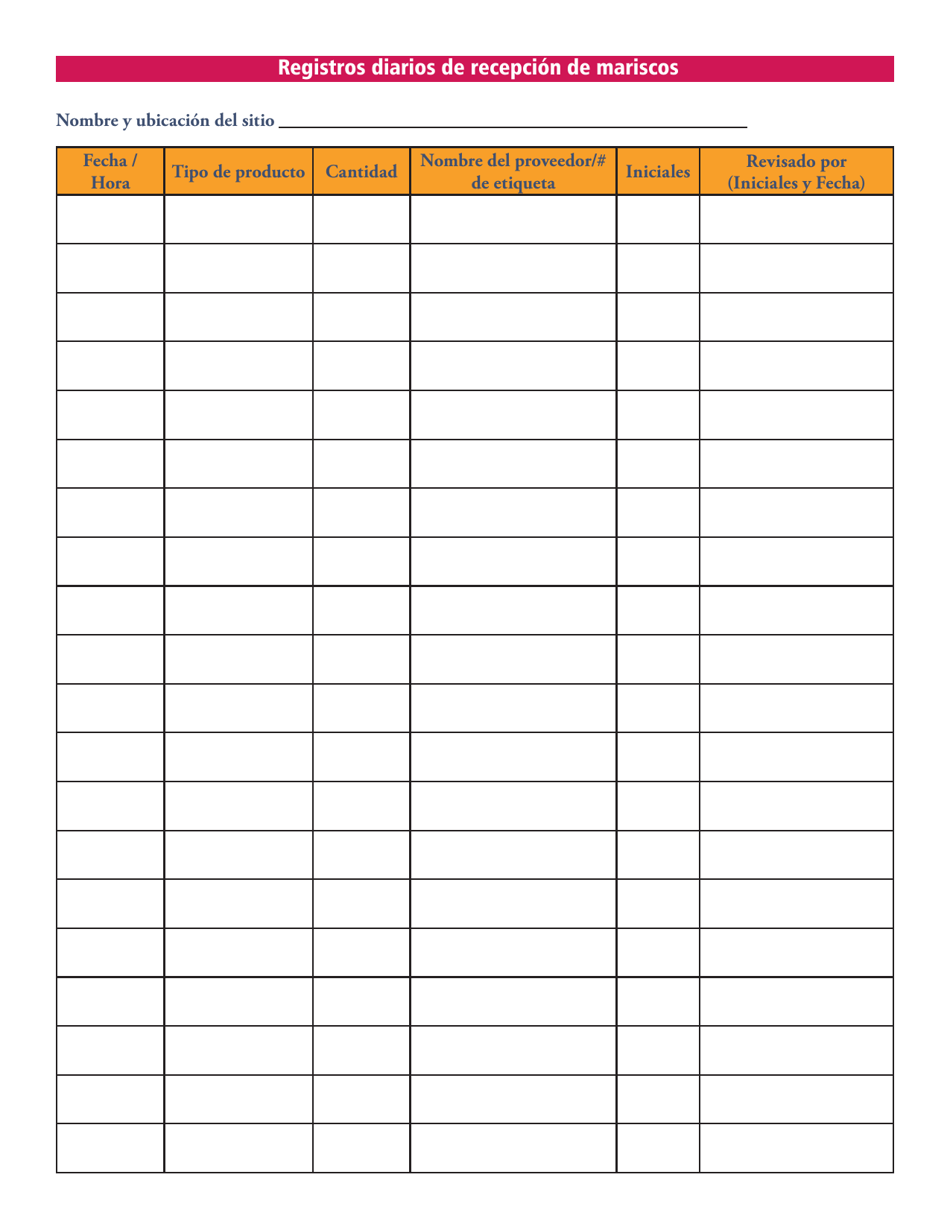 Formulario CR-011403 Registros Diarios De Recepcion De Mariscos - South Carolina (Spanish), Page 2