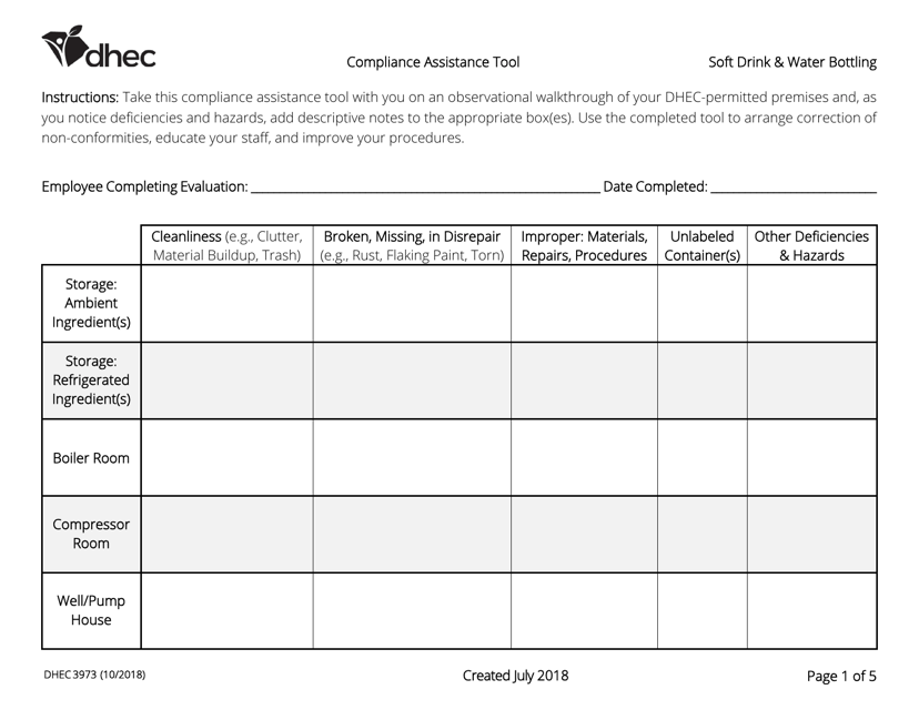DHEC Form 3973  Printable Pdf