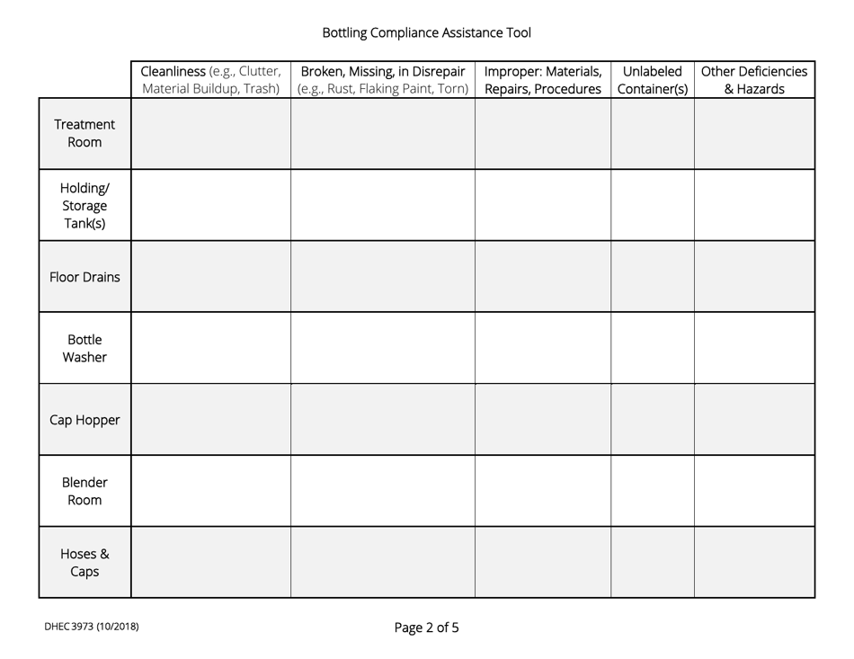DHEC Form 3973 Compliance Assistance Tool - Soft Drink  Water Bottling - South Carolina, Page 2