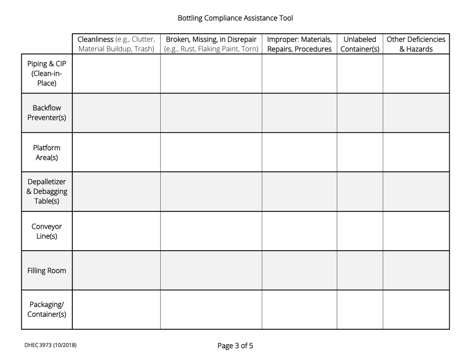 DHEC Form 3973 Compliance Assistance Tool - Soft Drink  Water Bottling - South Carolina, Page 3