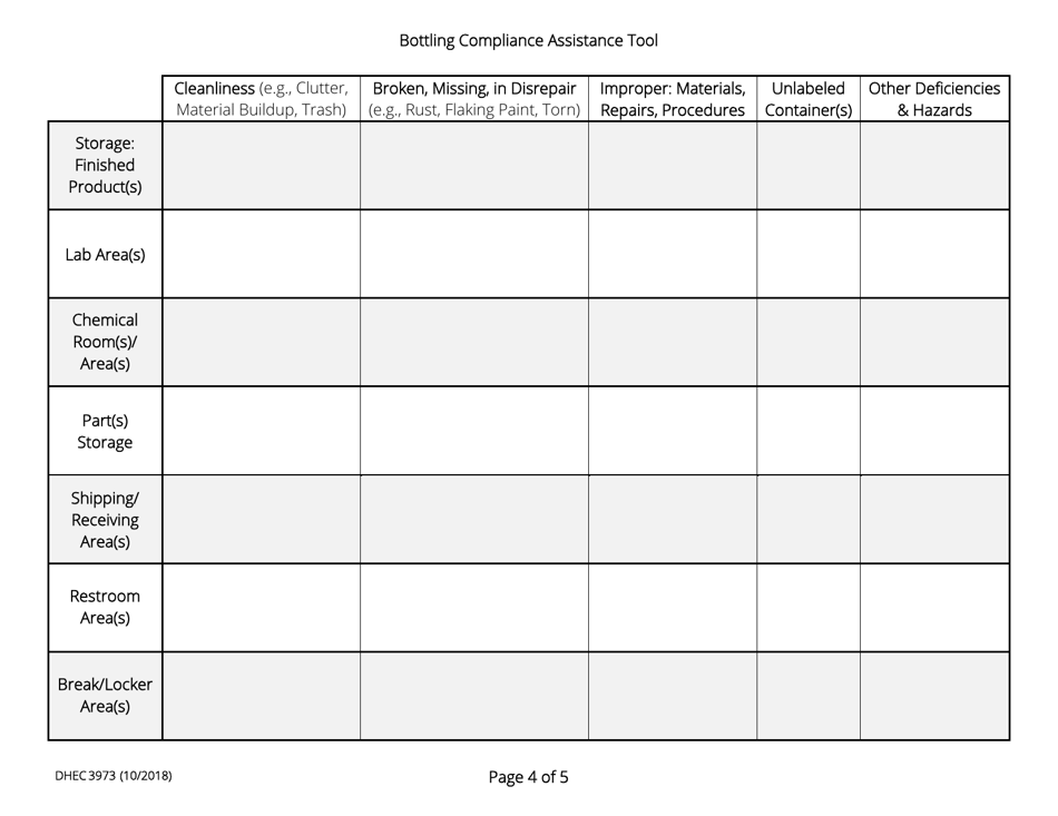 DHEC Form 3973 Compliance Assistance Tool - Soft Drink  Water Bottling - South Carolina, Page 4