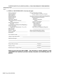DHEC Form 0548 Patient/Client Evacuation Planning: a Tool for Emergency Preparedness - South Carolina, Page 2