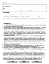DEA Form 41 Registrant Record of Controlled Substances Destroyed, Page 2