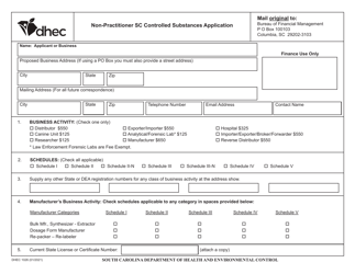 DHEC Form 1026 Non-practitioner Sc Controlled Substances Application - South Carolina