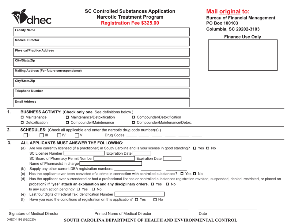 Dhec Form Fill Out Sign Online And Download Fillable Pdf South