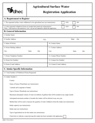 DHEC Form 2756 Agricultural Surface Water Registration Application - South Carolina