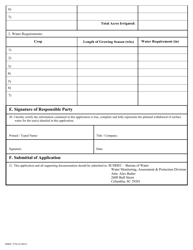 DHEC Form 2756 Agricultural Surface Water Registration Application - South Carolina, Page 3