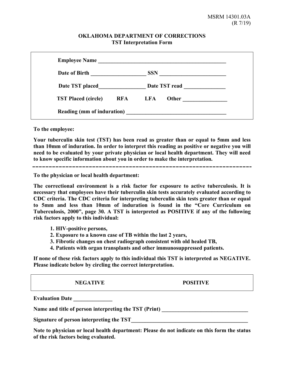 Form MSRM140301.03A Tst Interpretation Form - Oklahoma, Page 1