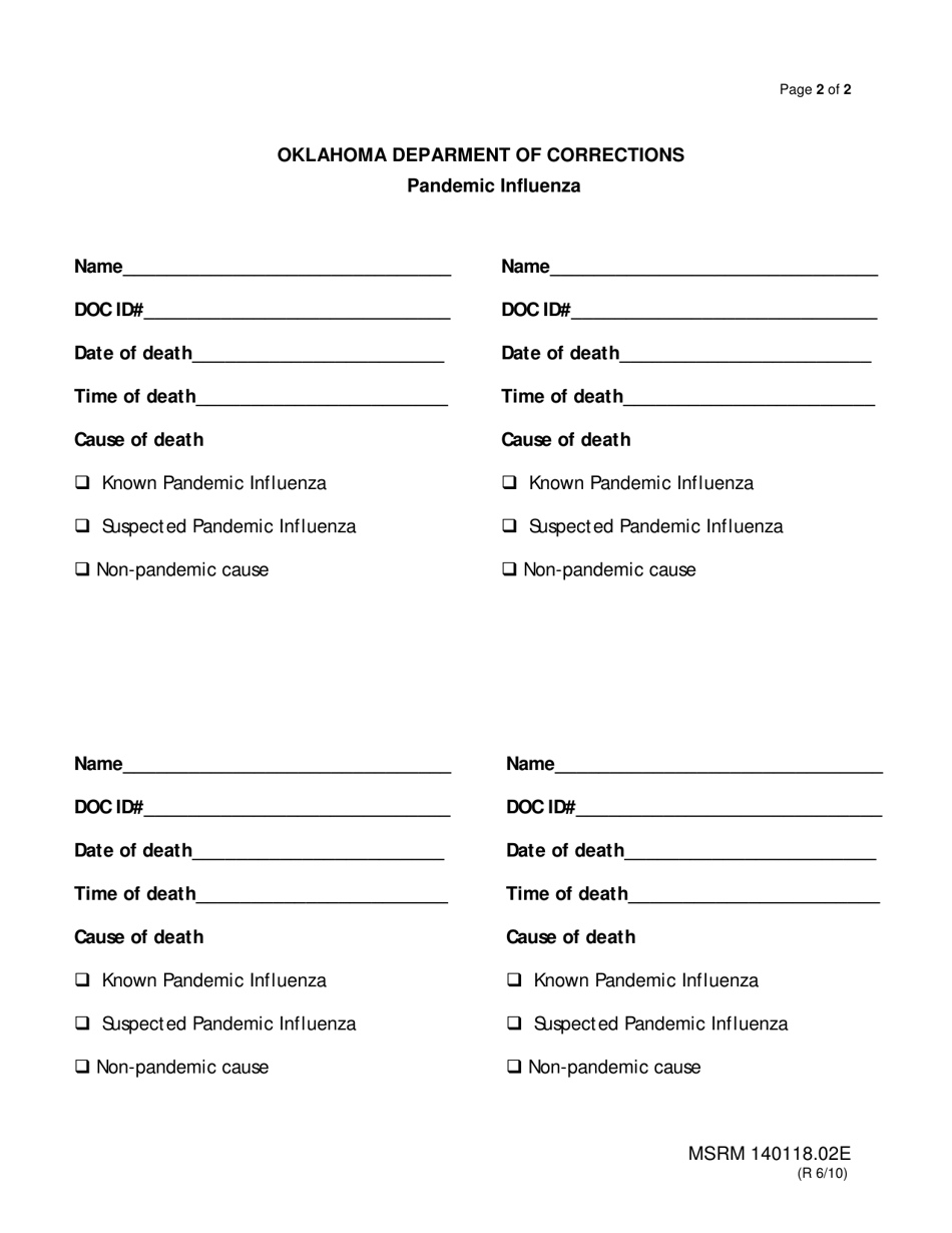 Form MSRM140118.02E Post-mortem Checklist - Oklahoma, Page 2