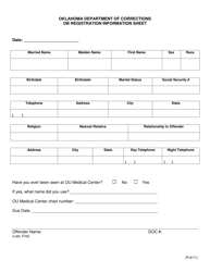 Document preview: Form MSRM140145.01E Ob Registration Information Sheet - Oklahoma