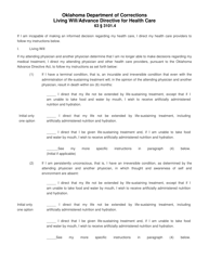 Form OP-140138A Living Will/Advance Directive for Health Care - Oklahoma