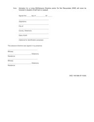 Form OP-140138A Living Will/Advance Directive for Health Care - Oklahoma, Page 4