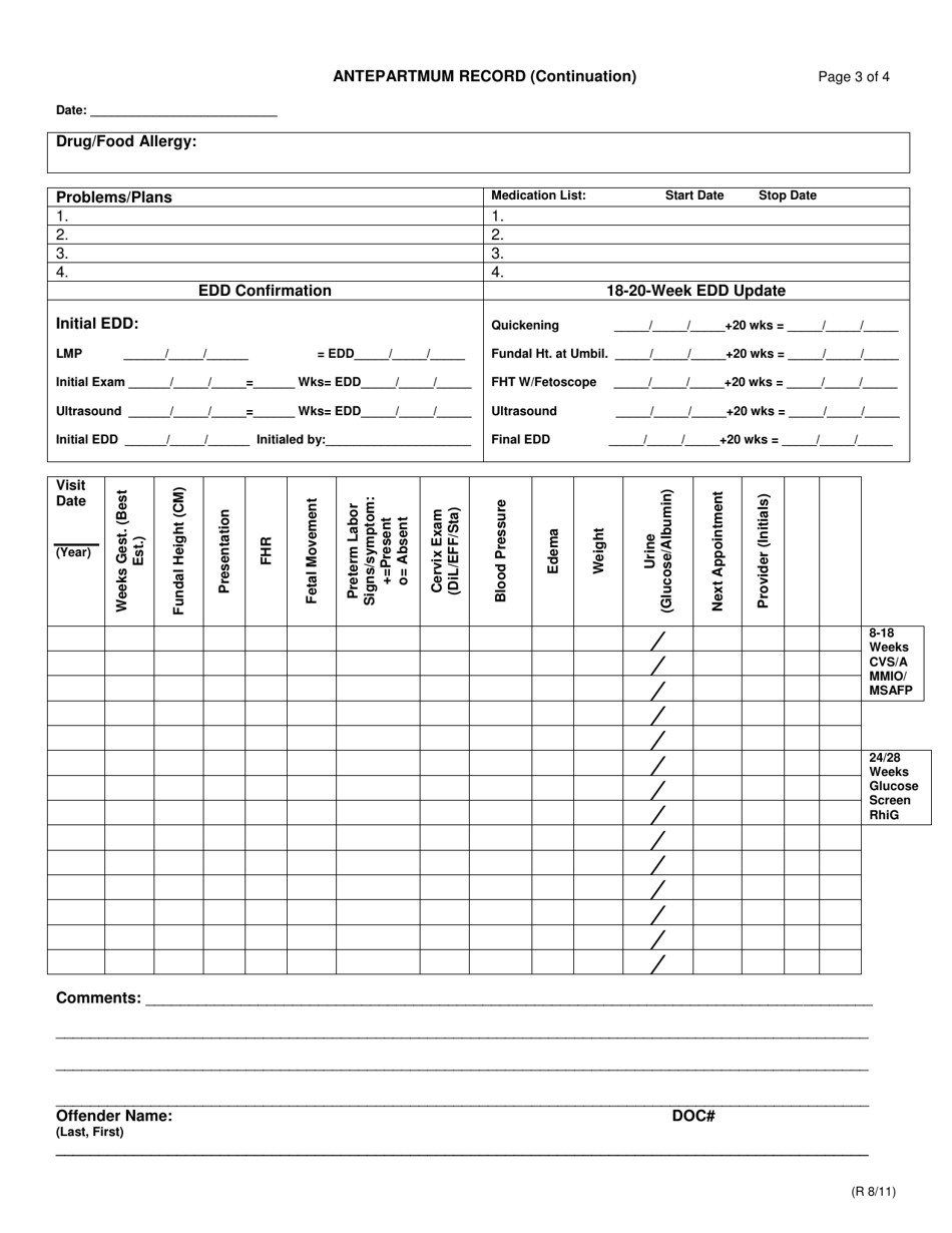 Form MSRM140145.01A Antepartum Record - Oklahoma, Page 3